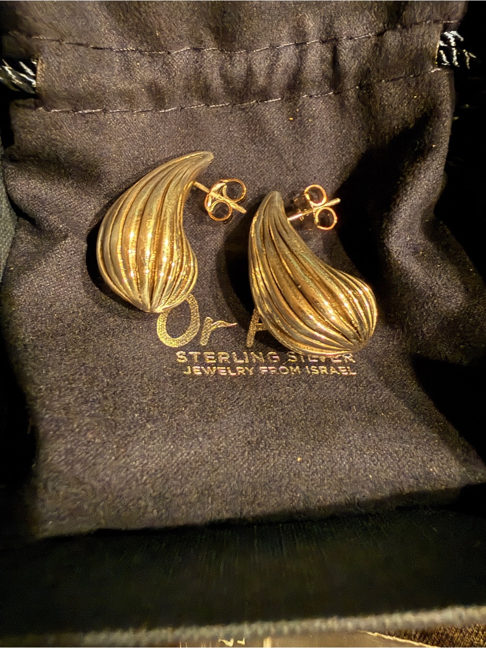 New Or Paz sterling silver earrings 1 1/4” x 3/4” - Picture 6 of 6